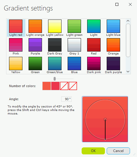 Configuring the gradient colors