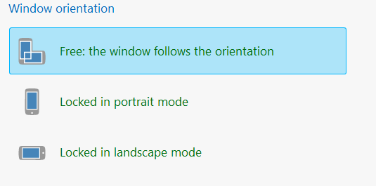 Orientation options