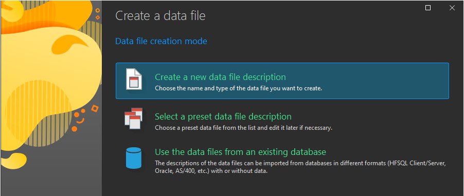 Data file creation wizard