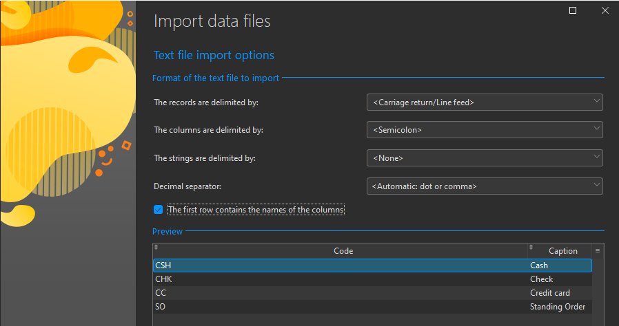 Text file import options
