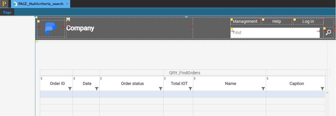Table control in the page editor