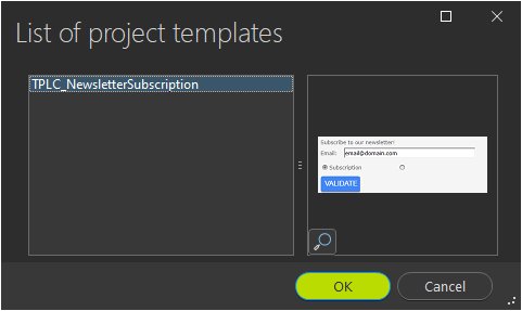 Selecting the control template