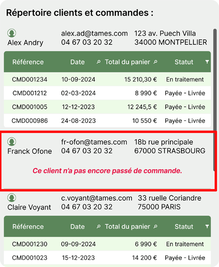 In the middle of this screen, the order list has been made invisible (and a label has been added - in red -)