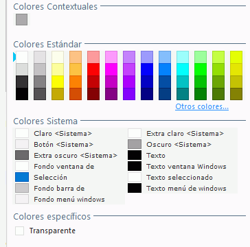 Colores Background disponibles en WINDEV Mobile