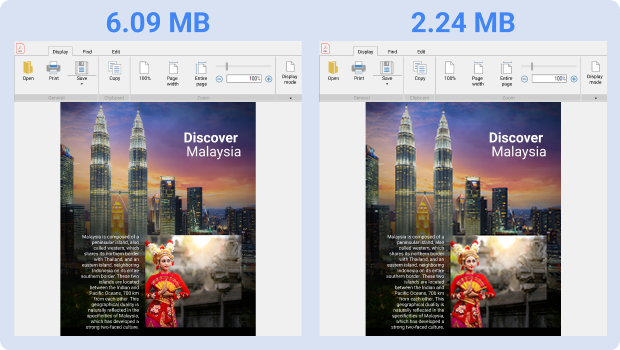 El tamaño del archivo PDF varía en función del nivel de calidad elegido